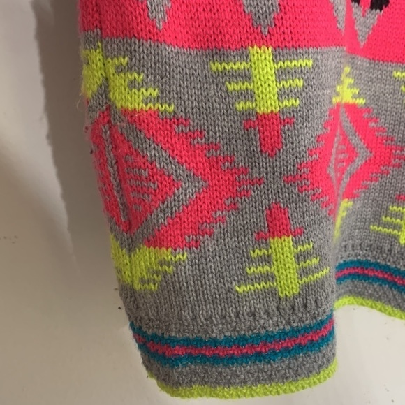 Xhilaration small long sleeve crop southwestern neon multicolor acrylic top - Picture 7 of 8